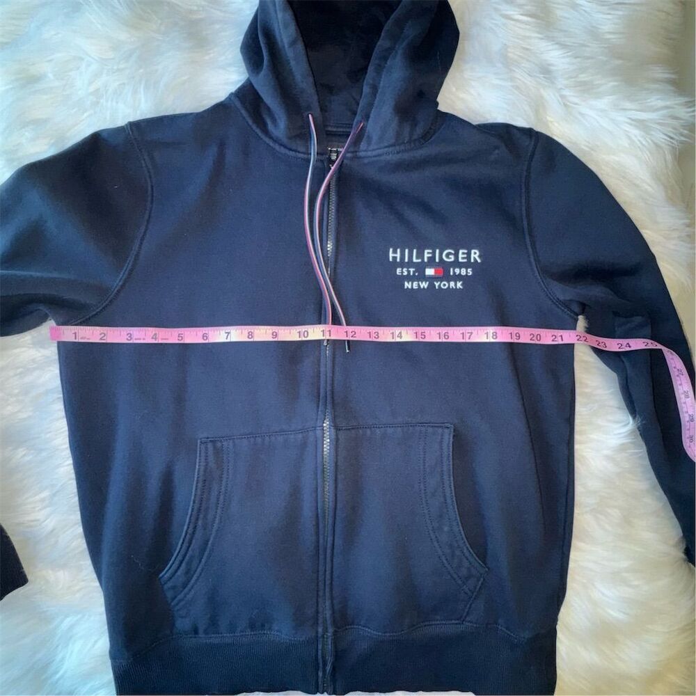 Tommy Hilfiger Women’s Hooded Zip-Up Logo Jacket Size L Deep Navy Blue Unisex - Picture 10 of 13